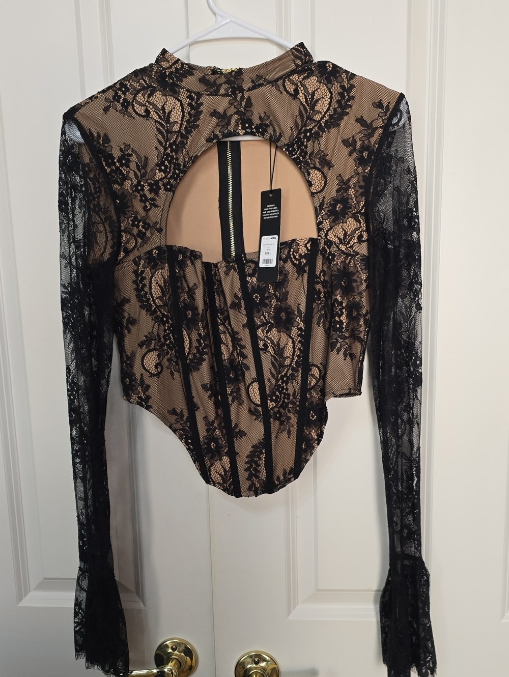 Fashion Nova Black Lace Corset Style Top - Women's Intimates